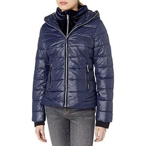 Marc New York  Blue Puffer Velvet Bib Short